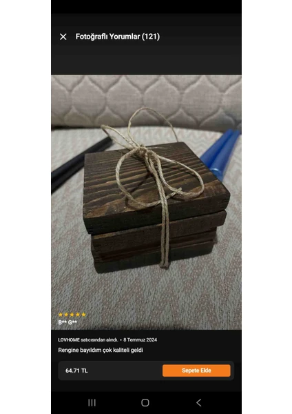 Woodenova Bardak Altlığı 4'lü Set