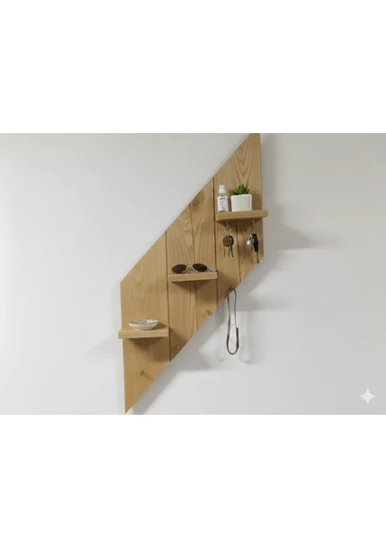 Woodenova Geometrik Duvar Rafı & Anahtarlık